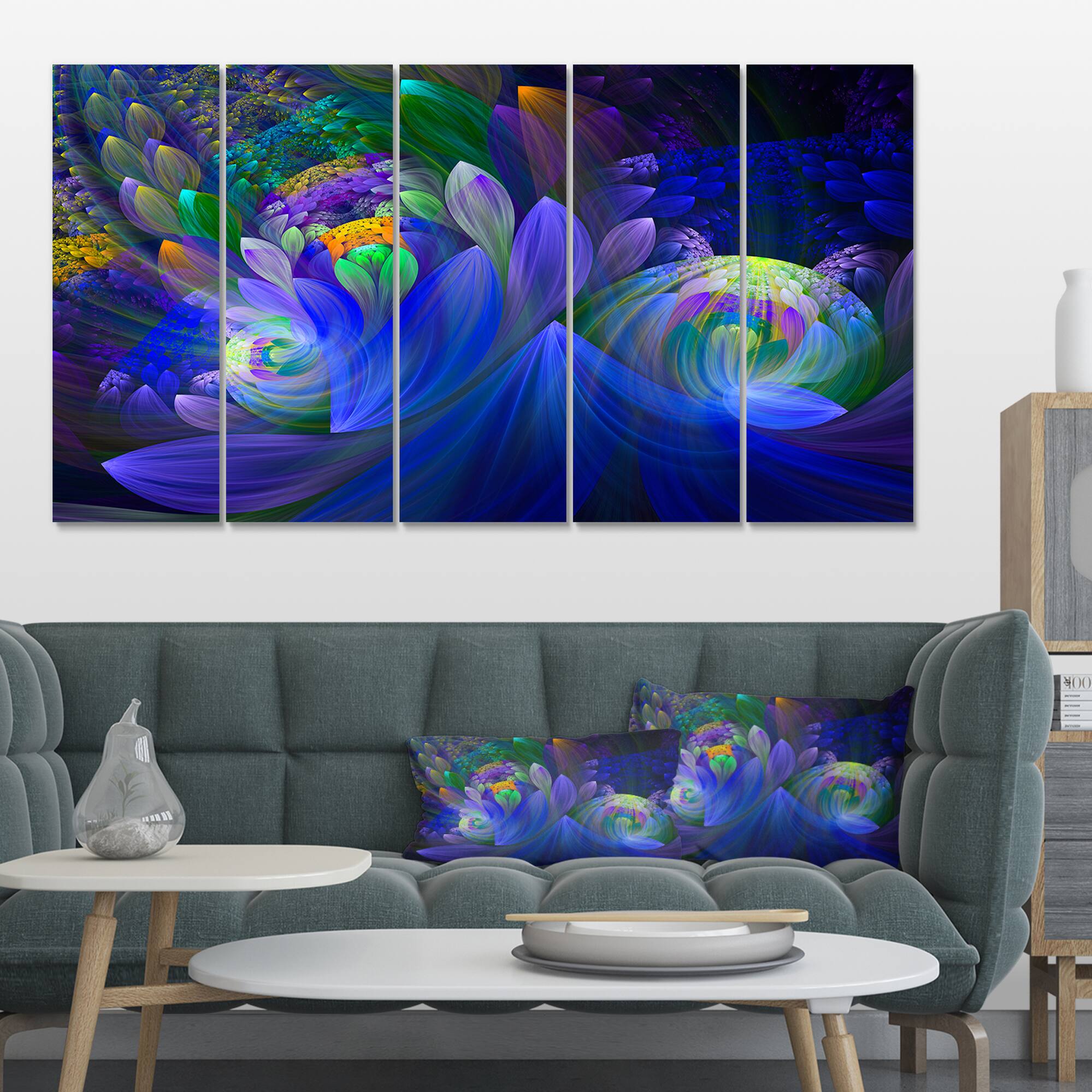 Designart - Blue Fractal Flower Bouquet